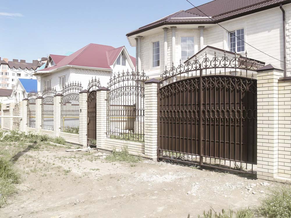 Кованые ворота, калитка и заборные секции в поселке Алексеевка