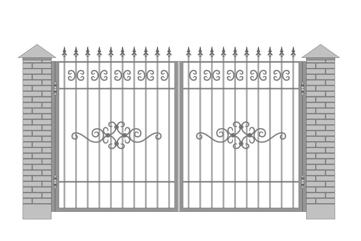 Открытые прямые ворота с шириной 3400 мм, рисунок 1