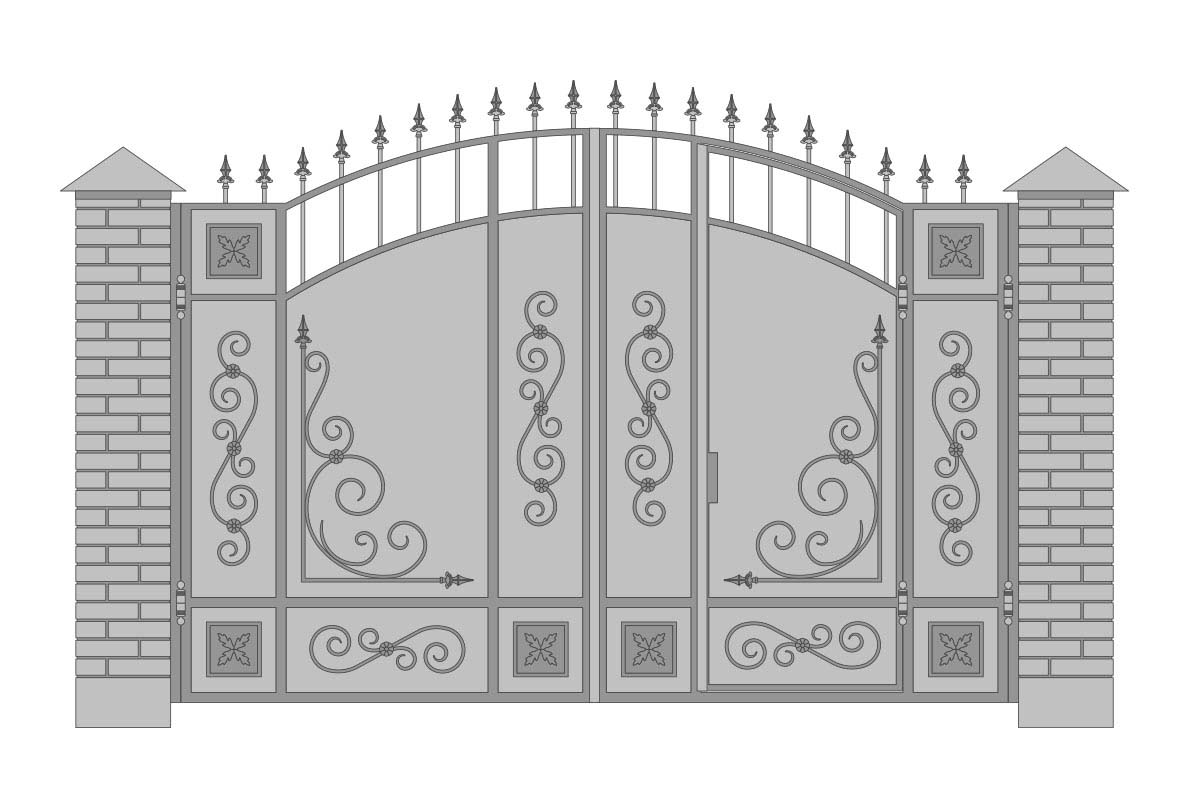 Закрытые арочные ворота с шириной 3400 мм, рисунок 3