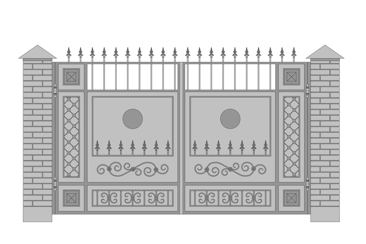 Закрытые прямые ворота с шириной 3400 мм, рисунок 2