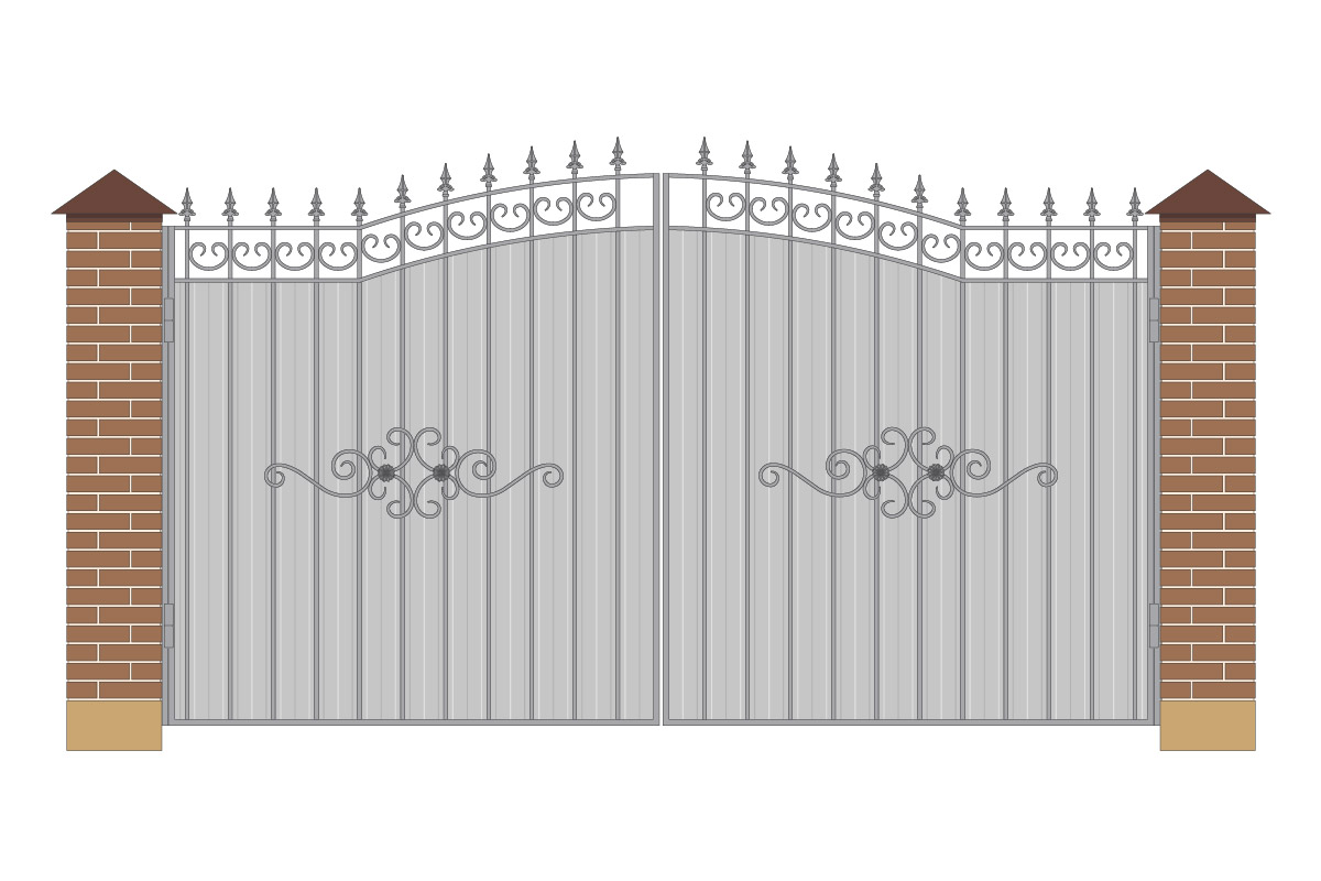 Ворота арочные из профнастила с рисунком арт. ВА-ПН-4000-1